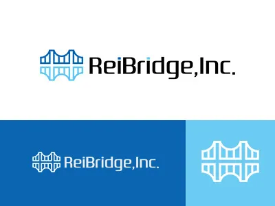 Reibridge,Inc. blue brand bridge global identity japan logo minimal simple symbolmark trade