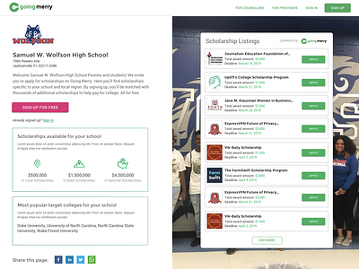 High School Scholarships UI/UX app design product design product management startup ui ui design user centered design ux ux design web apps web design