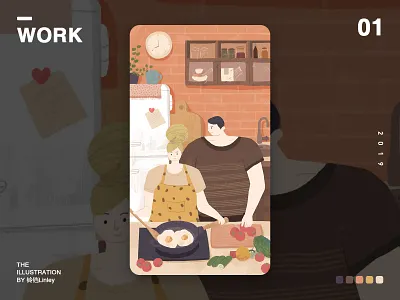 work illustration kitche lovers make breakfast