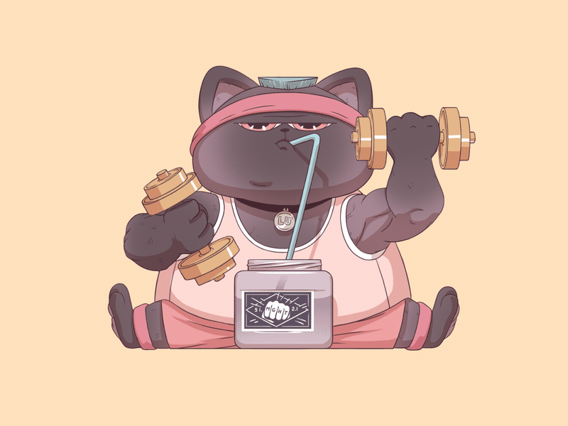 Strong Maneki-Neko animation art cat cel animation character design draw gif illustration