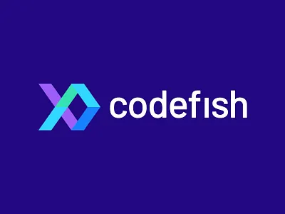 Codefish animal symbol brand branding branding code colorfull gradient fish geometric modern trend hacker abstract coding icon identity illustration log mark illustration logo logo designer mark smart clever concept sumesh jose swim water top 9 best negative wave splash