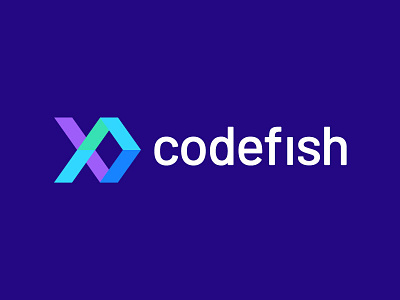 Codefish animal symbol brand branding branding code colorfull gradient fish geometric modern trend hacker abstract coding icon identity illustration log mark illustration logo logo designer mark smart clever concept sumesh jose swim water top 9 best negative wave splash