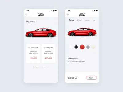 Audi A7 Car Application Concept design ui