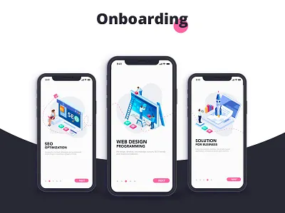 Onboarding Digiat App flat illustration minimal mobile onboard ui