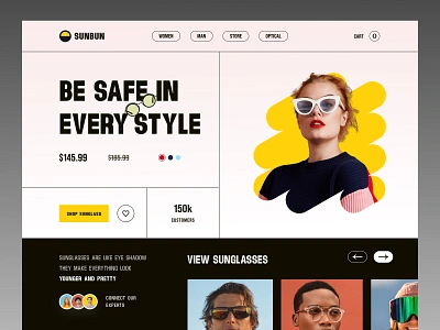 Sunglasses Web Header colorful design dribbble 2022 ecommerce eyewear glasses glassware landing page minimal outlet scan sell shop sunglasses trendy ui ux vintage web design website