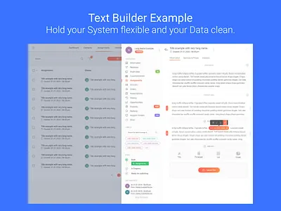 Flexible Text Builder for clean Data. builder caas clean data contacts content content creation crm crm system customer care customers interface design interface design templates multipurpose overlay profile saas text builder ui ux design ux designer web