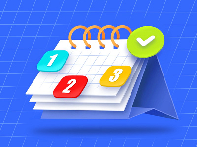 Project Management Calendar 2d 3d app calendar charachter darkcube drawing icon illustration illustration art landing page management numbered organized pattern site typography ui vector web