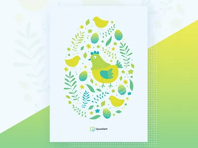 Easter chicken easter easter 2019 easter egg egg hen holiday illustraiton postcard