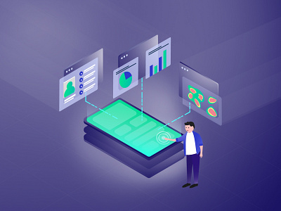 App insights illustration data analysis illustration isometric landing page vector
