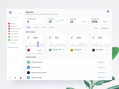 Ad manager ad campaign ad manager adsets advertising analytics analytics dashboard campaign manager charts freelance graphs hover income landing page minimal social media