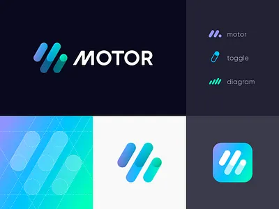 M Logo Concept 3d app icon branding button car chart diagram geometric gradient grid hexagon identity isometric letter m molecule online service sport car stripes toggle unused