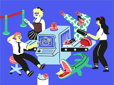 Checkpoint party airline airport flat icon illustration illustrator magazine minimal plane vector web