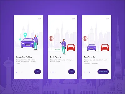 Car Parking App Walkthrough app app design car app clean clean app flat illustration interface interface design ios parking app ui ux web
