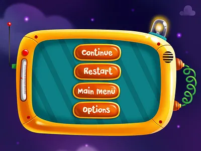 Mir on tv / Pause menü 2d 2d artist app art buttons cartoon color design digitalart digitalartist digitalartwork game gameart illustraion light neon pixeren shot ui ui art