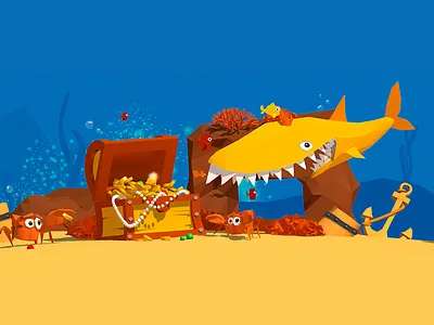 Treasure Illustration. 3d illustration 3d cinema4d flat illustraion portfolio shark