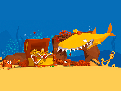 Treasure Illustration. 3d illustration 3d cinema4d flat illustraion portfolio shark