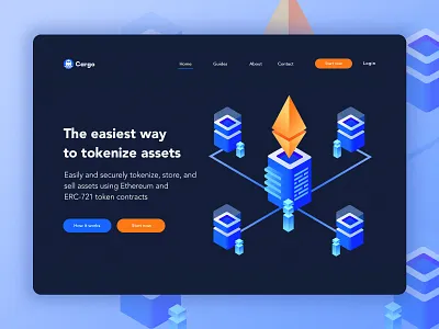 Cargo Homepage blockchain blockchain cryptocurrency challenge cryptocurrency cryptocurrency app dark illustration illustration challenge landing landing page landing page design landing page illustration ui design uidesign uidesigner uipractise ux ui