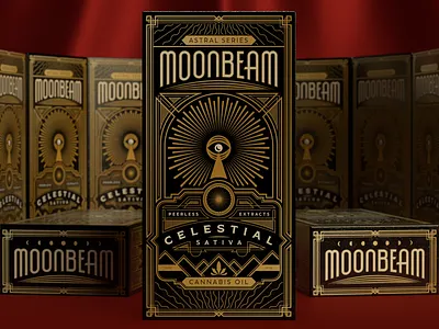 Moonbeam 3d rendering art deco cannabis cbd cbd oil decorative moon packaging packaging design