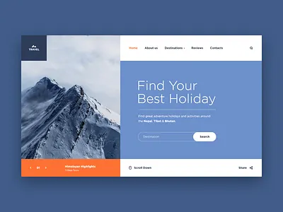 Travel Mountains Web-site concept adventure blue concept design himalayas mountain nepal site tour travel ui web xd