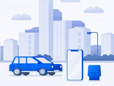 Spark Illustration Design System branding car car app car illustration city design design system dongle illustration illustrator iphone x true grit true grit texture supply vector