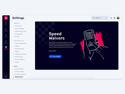 Dark theme admin admin dashboard app branding clean dark theme dashboard e waiver html illustration material design motorsport procreate signature sketch sport ui ux waiver web app