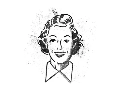 Retro woman grit halftone retro stamp texture woman
