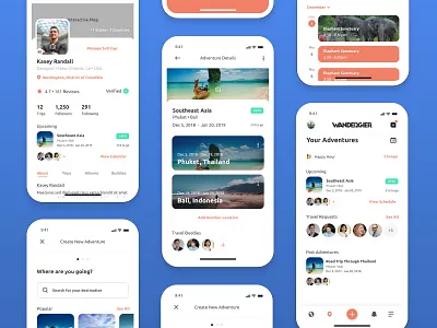 Wandergier • Mobile App Design app app design clean color design inspiration mobile mockup product design react travel app ui user experience user interface ux