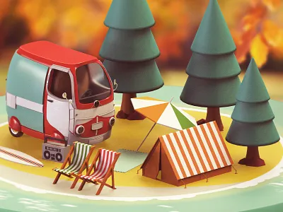 A day on the island 3d 3d modeling bg modeling island keyshot lighting maya texturing van