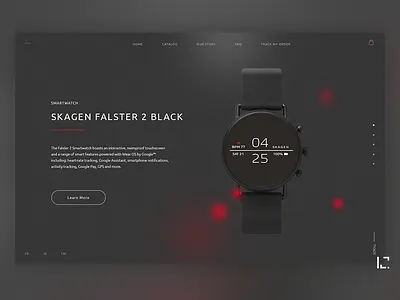 Skagen Smartwatch 2019 black clean creative design minimal red red and black stylish typography ui uiux ux watch web website
