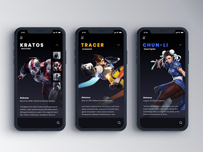 Game Character Details challenge character design detail fun game game art gradient illustration mobile simple typography ui ui challenge ux