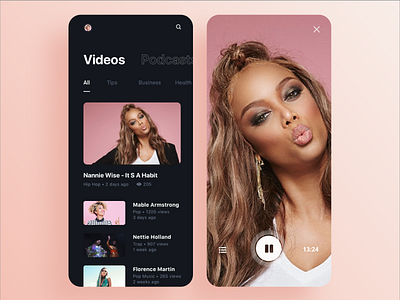 Music App animation black clean dark deshbort ios 10 iphone x minimal mobile music music app pink player typography ui video video app