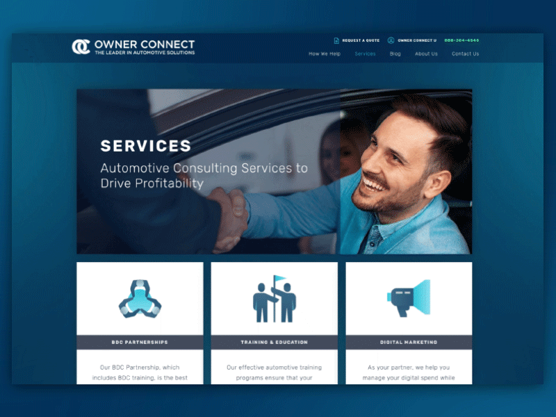 Owner Connect Interior Hover | Web Design auto dealer design gradient hover ui ui design web website