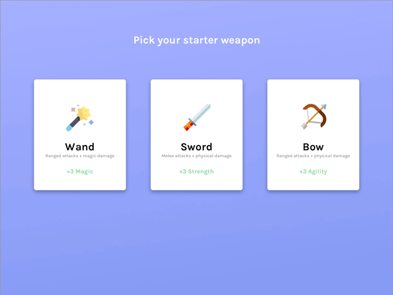 Weapon Selection animation debut interaction items menu principle selection ui video game art weapon