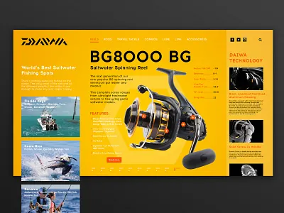 Daiwa Spinning Reels Promo Concept interaction interface landingpage ui userinterface ux webdesign