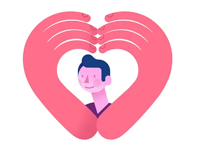 Well-being hands health heart icons illustration infographic man people person vector