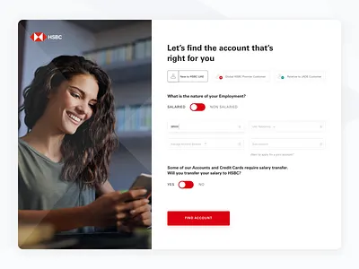 Open account in HSBC bank bank app design digital element flat form design hsbc picture typography ui ux web