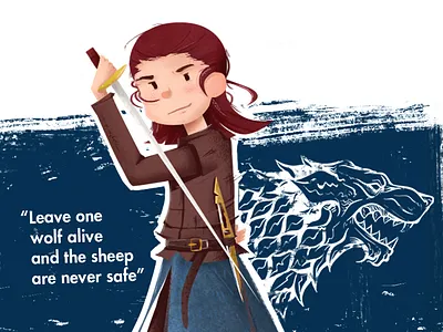 Arya arya stark character game of throne got house stark illustration stark