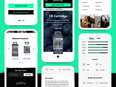 Heavy Hitters - Mobile Product Details Page cannabis cart cbd clean design e commerce eshop pdp product redesign shop shopify thc typography ui ux vape vaper web white