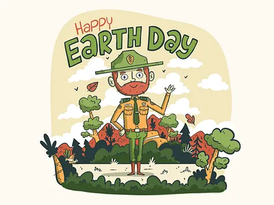 Illustration | Earth Day 2019 adobe draw character color design doodle drawing earth earth day freelance fun illustration illustrator nature ranger style vector