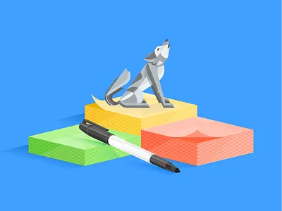 Lone Wolf canine canvas clan coyote design thinking dog group marker notes post it running sharpie sprinting sticky teamwork wolf wolfpack wolves workday workshops