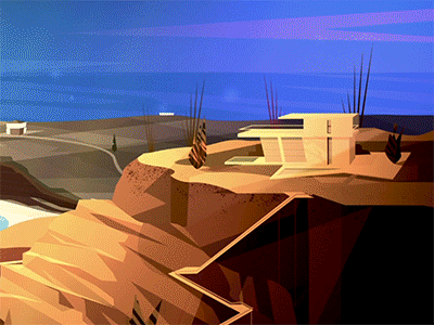 Dusk till down after effects animation architecture dusk gif hill house ilustration motion movie orange photoshop sky sun sunset vector