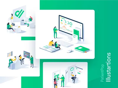 PatientPop Illustrations appointment booking business case studies characters collaboration data dmit doctor health illustration isometric medicine rating research vector