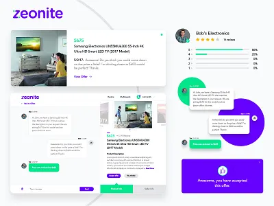 Zeonite :: User Portal chat consumer dashboard messaging offers products ratings retailer ui ux web web design