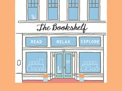 The Bookshelf illustration illustration mid century vector art