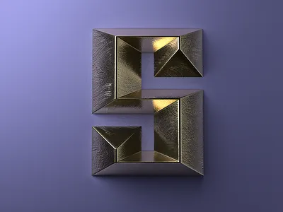 S 3d facetes lettering s