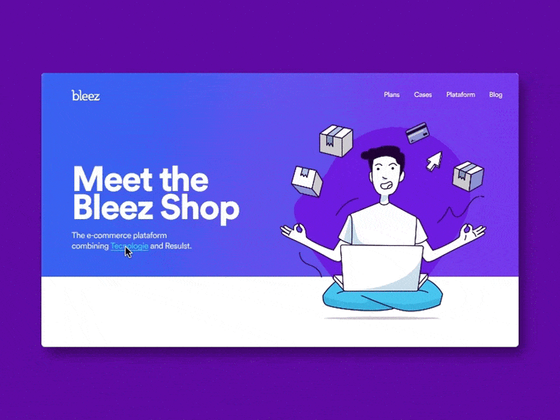 Bleez Home Animation illustration interaction animation interface animation landing page illustration site design uiux