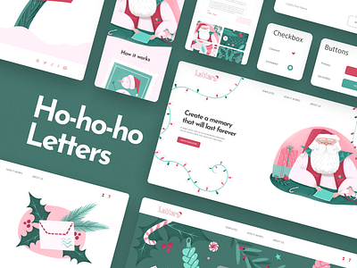 Landing Page Concept: Letters to Santa branding character character design christmas design graphic design holidays icons landing page logo product illustrations santa claus ui website illustrations