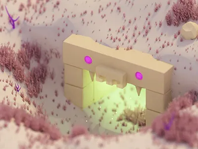 Dungeon in desert 3d blender desert dungeon isometric mystery