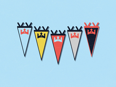 On the wall banner blue branding crown design fantasy football flat illustration logo palette pennants star vector