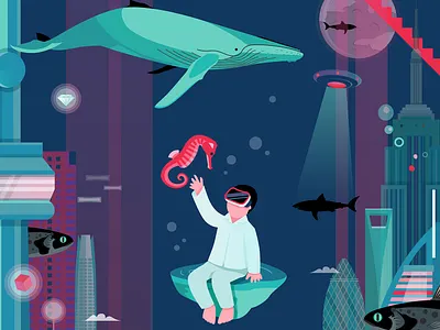 Virtualize animals augmented reality fauna futuristic illustration nature technology virtual reality vr